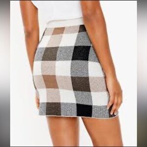 LOFT Tall Plaid Mini Sweater Skirt